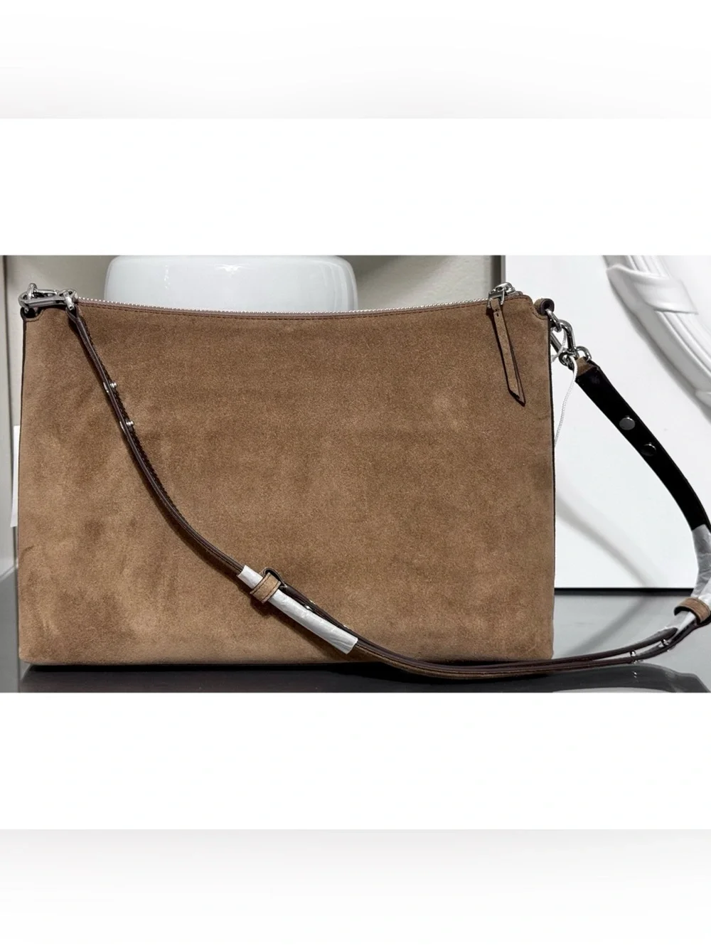 TORY BURCH Limited Edition Suede Convertible Crossbody Bag, RIVER ROCK